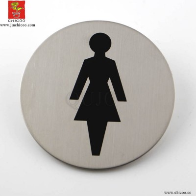 3 Inch Dia Stainless Steel Self Adhesive Female WC Door Sign